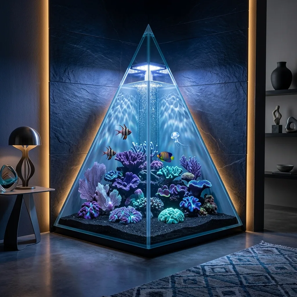 The Design and Aesthetic Value of a Corner Pyramid Aquarium