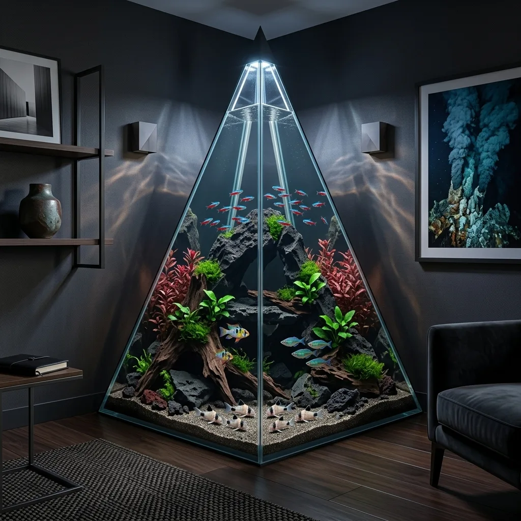 The Design and Aesthetic Value of a Corner Pyramid Aquarium