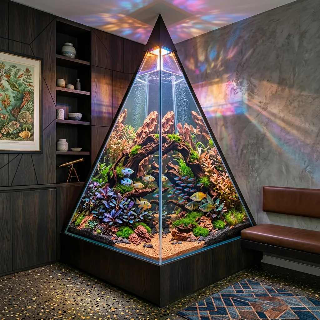 Transform Your Living Space with a Corner Pyramid Aquarium - An Innovative Focal Point