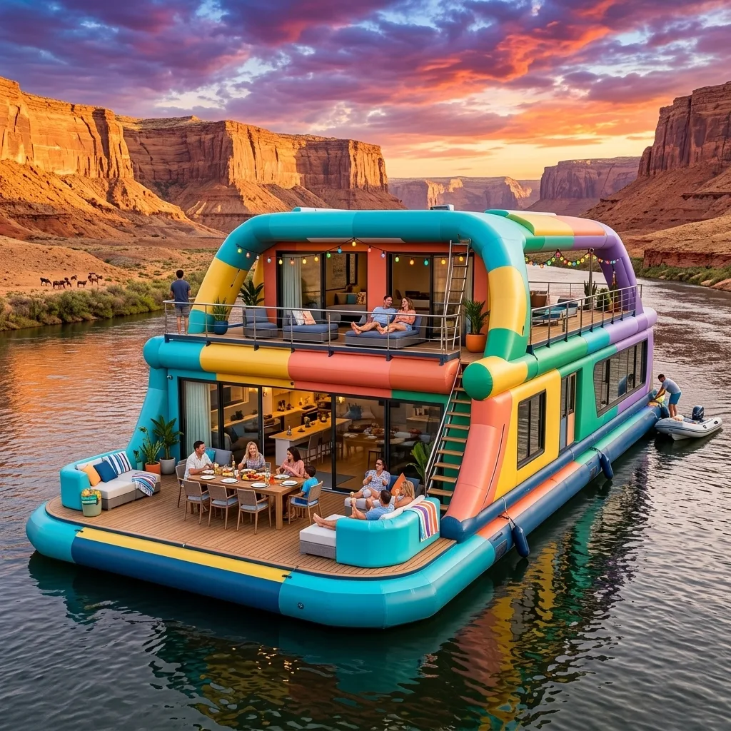 Practical Use and Applications of a Giant Inflatable Barge Home